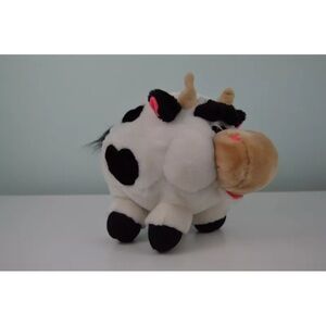 Great American Toy Co Cow Plush Stuffed Animal Round Ball Shape Black White